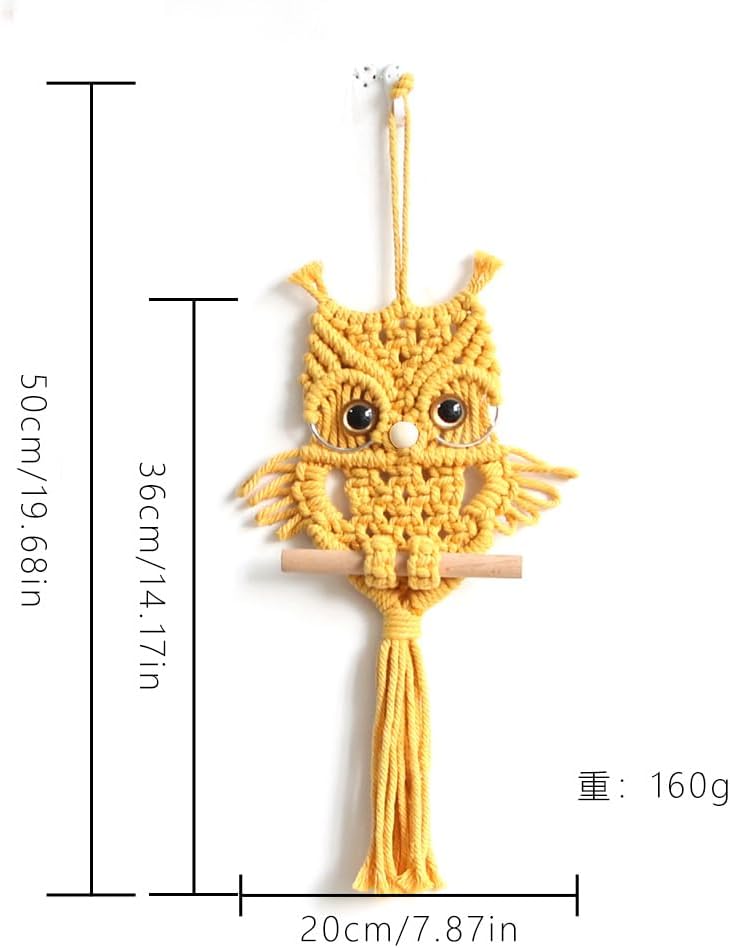 Handwoven Macrame Owl Wall Hanging in Green