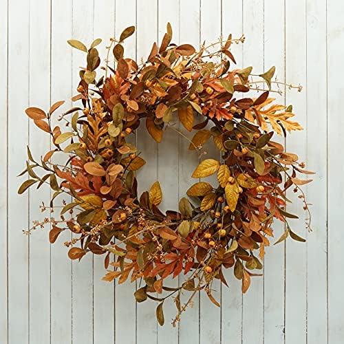 Artificial Fall Wreath for Front Door Autumn Decor