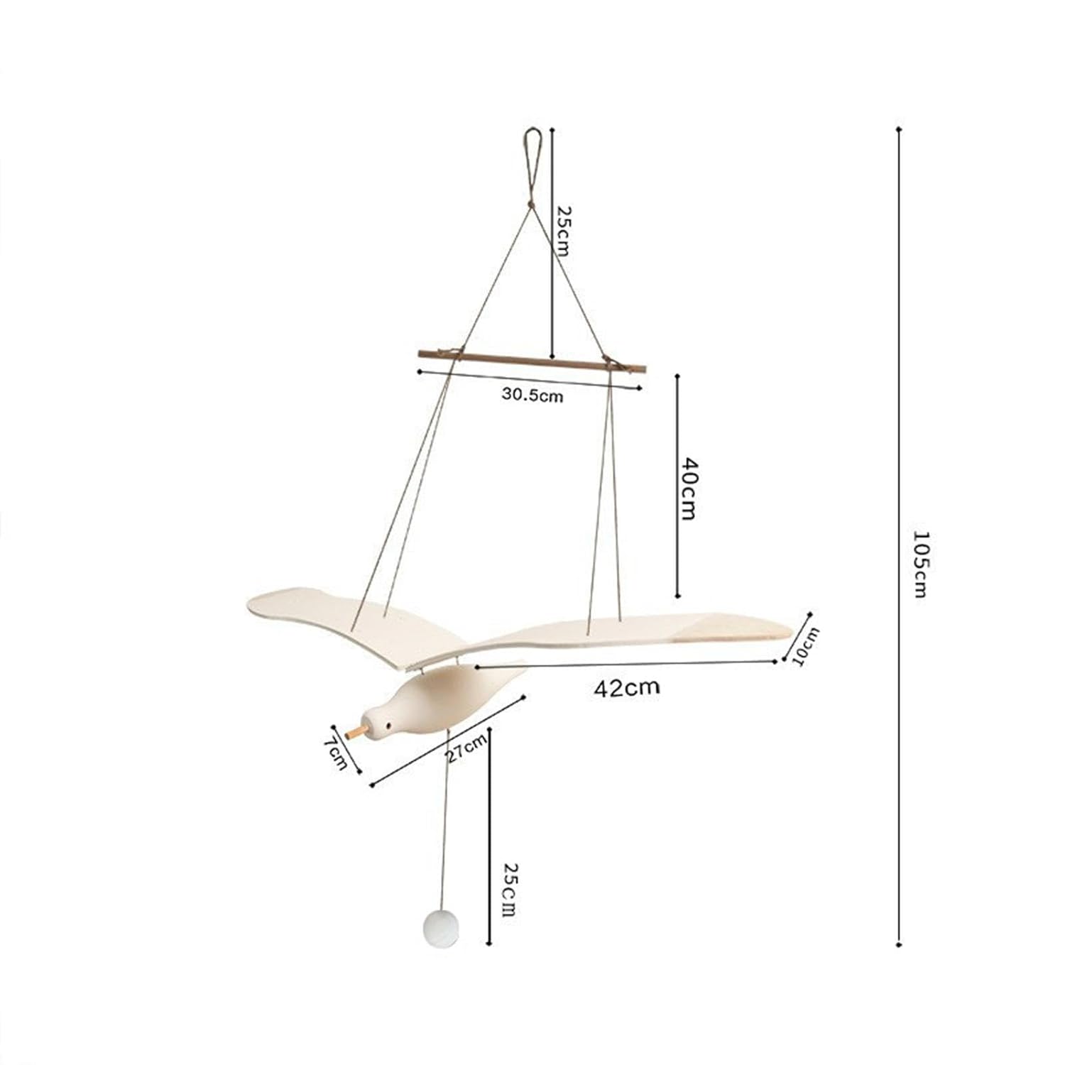 Wooden Seagull Mobile for Home Decor