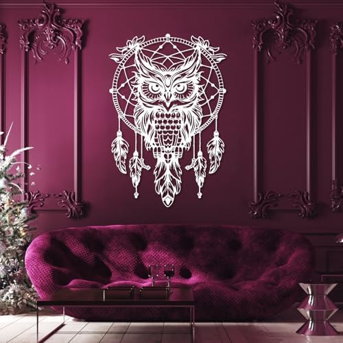 SZI Owl Dreamcatcher Metal Wall Art 24x16 Inch