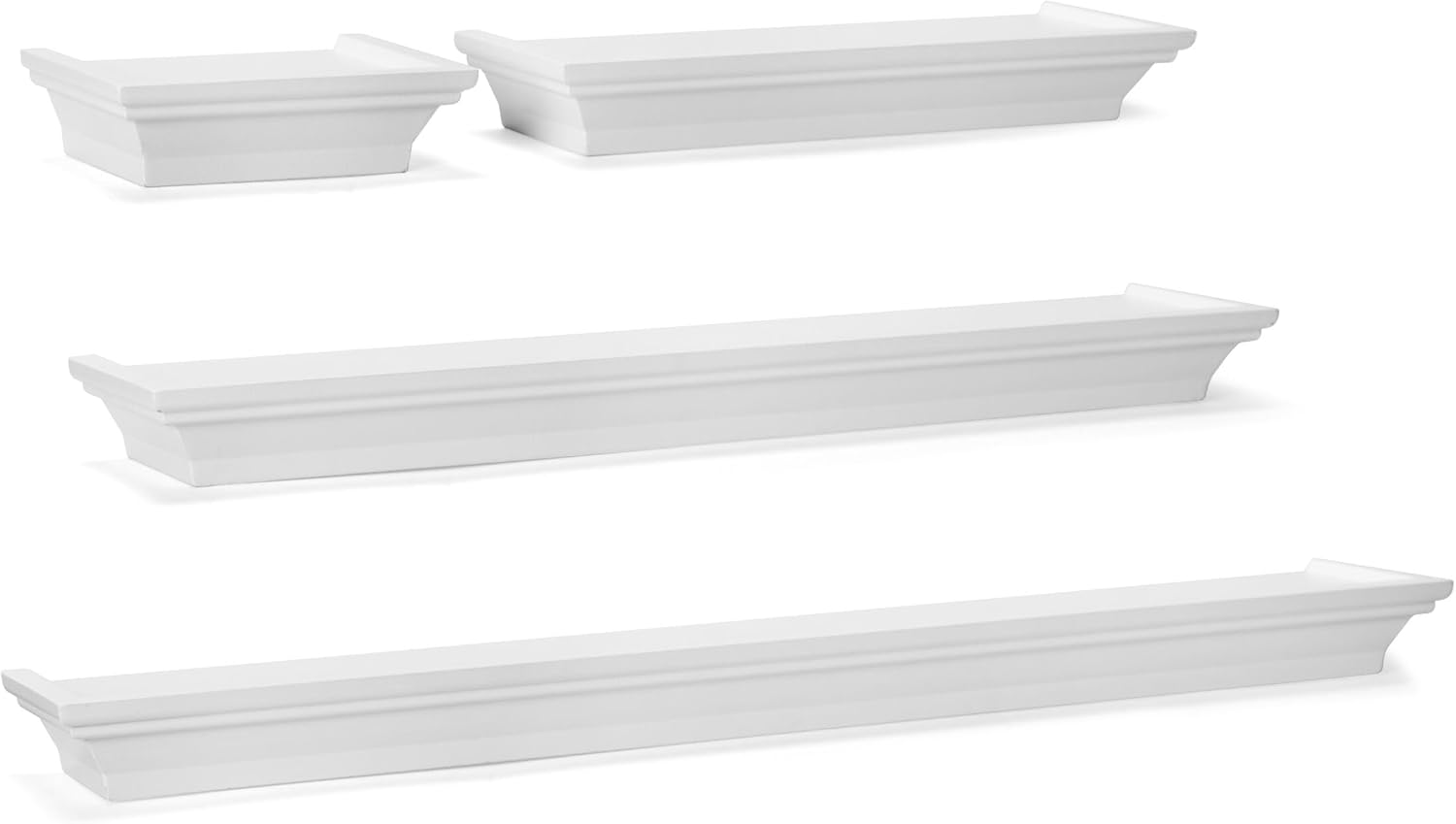 Melannco Arlington Floating Wall Shelves Set of 4 White