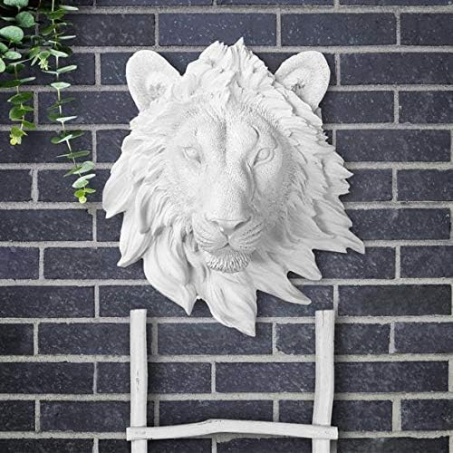 WALL CHARMERS Mini White Faux Lion Head Wall Decor