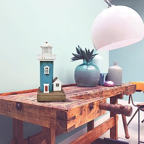 K KILIPES Wood Lighthouse Nautical Decor LED Nightlight Centerpiece