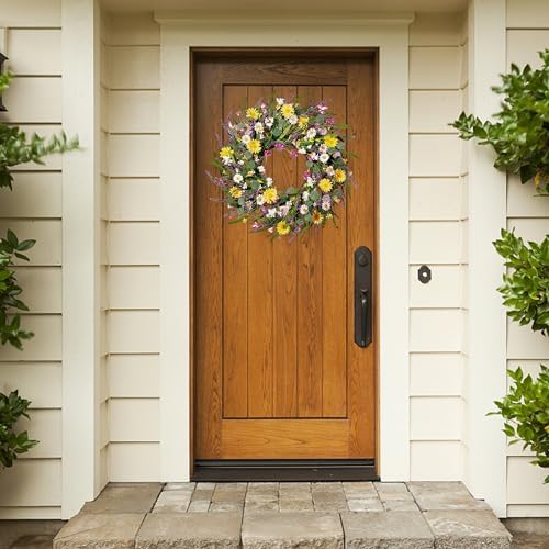Sggvecsy 22 Inch Daisy Lavender Wreath Decor
