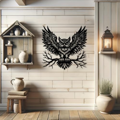 Black Metal Owl Wall Art Modern Wall Decor