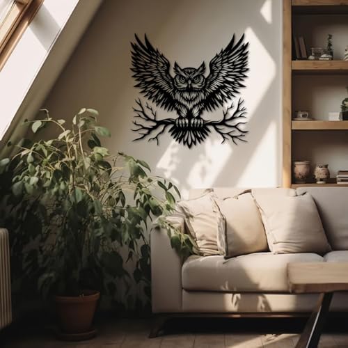 Black Metal Owl Wall Art Modern Wall Decor