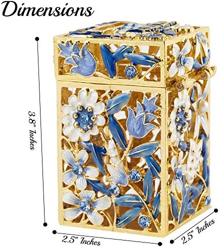 Matashi Hand Painted Enamel Tzedakah Box with Crystals and Gold Accents