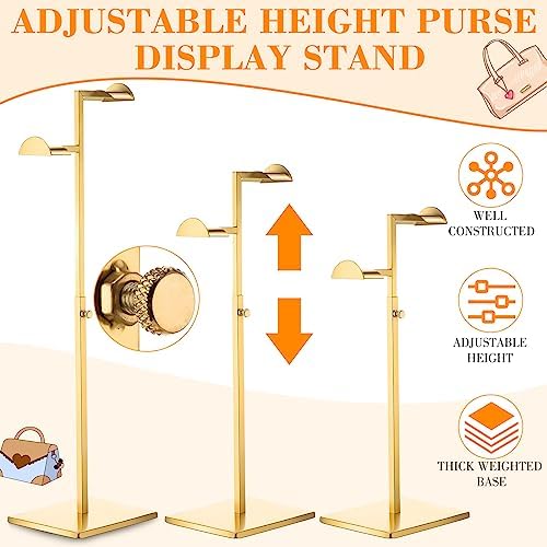 Stainless Steel Double Hook Display Stand for Handbags and Jewelry