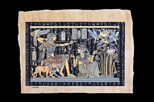 Ancient Egyptian Papyrus Wall Art King Tutankhamun Hunting Glow in the Dark 30x40cm