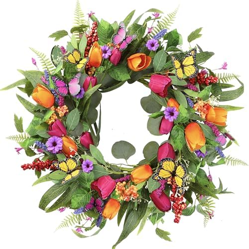 Sggvecsy 22 Inch Spring Summer Wreath Wall Decor