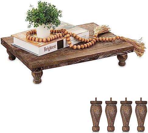 Hanobe Wooden Riser Decorative Tray with Farmhouse Style
