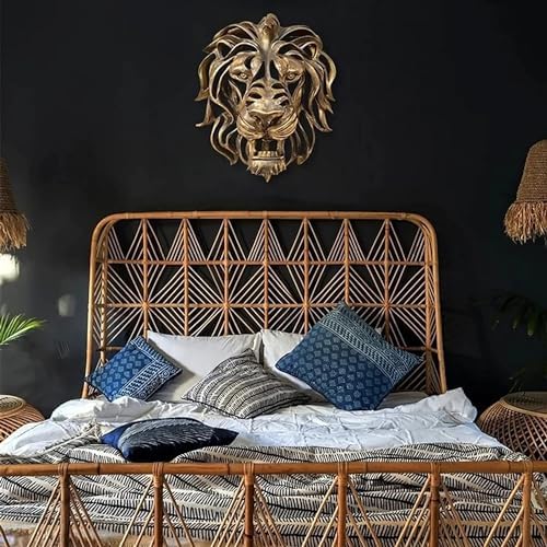 Large Gold Resin Lion Head Wall Sculpture