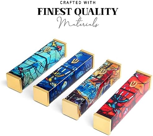 SURI Modern Mezuzah Case with Yellow Chagall Design