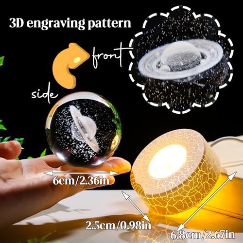 Crystal 3D Saturn 236 Inch Ball Figurine Decor