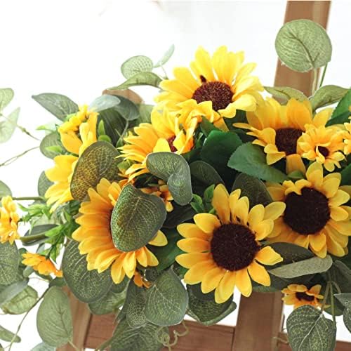 DCQRY Artificial Sunflower Swag with Eucalyptus