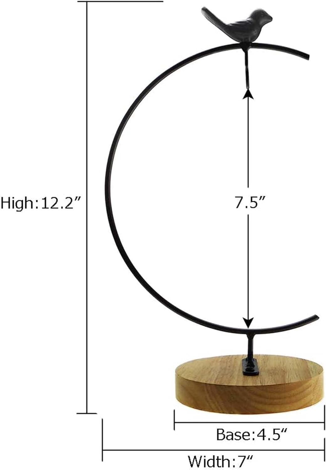 MADOCEGO Ornament Display Stand Air Plants Holder Black Bird Hook