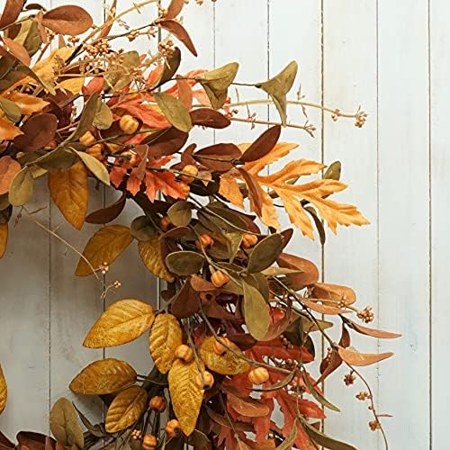 Artificial Fall Wreath for Front Door Autumn Decor
