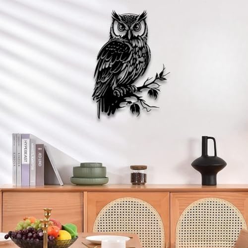 Sturdy Metal Owl Wall Sculpture 33X47 Decor