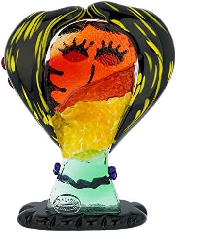 Glass Of Venice Picasso Head of A Woman with Flower Sculpture