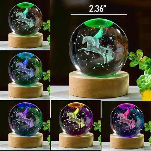 3D Unicorn Crystal Ball Decor Lamp for Women
