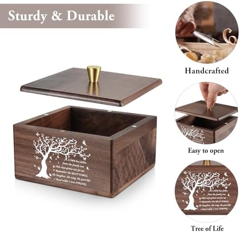 XIUDA Handmade Walnut Cremation Urns for Human Ashes Tree of Life