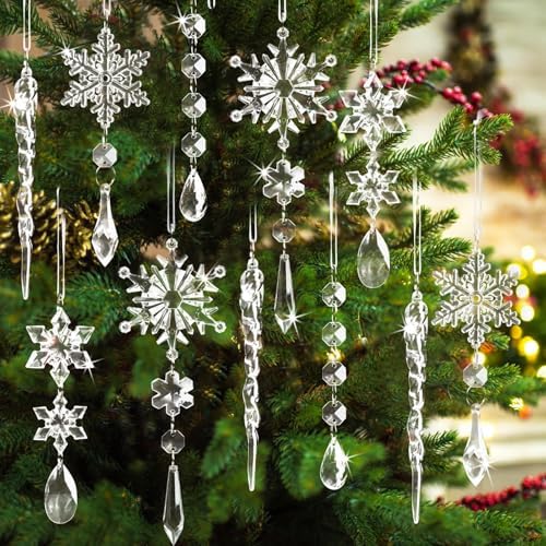 18pcs Crystal Christmas Ornaments Set for Tree Decorations
