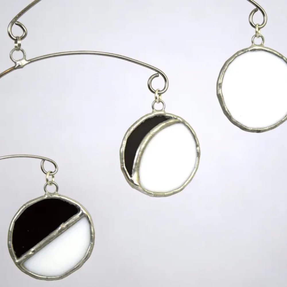 Unique Art Moon Stained Glass Hanging Mobile 16 Inch