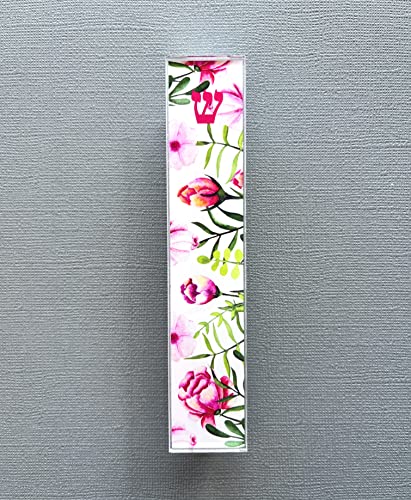 Lea Joelle Mezuzah Scroll Case with Pink Tulips