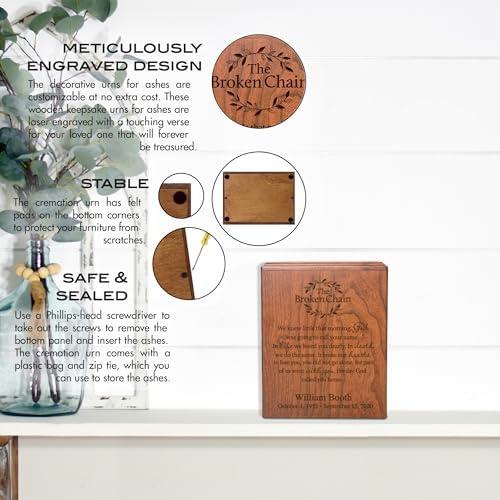 LifeSong Milestones Personalized Cherry Urn for Adult Ashes - The Broken Chain