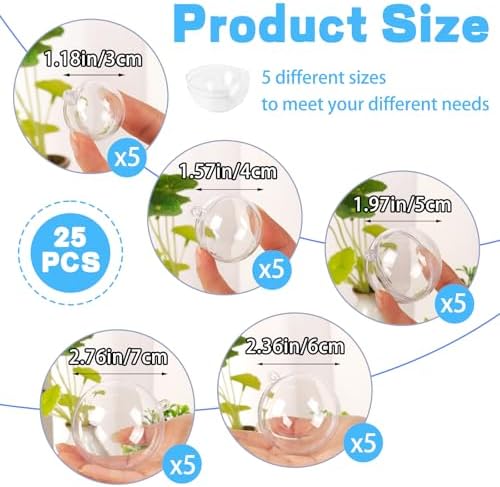25 Set Clear Plastic Fillable Ornaments for DIY Decor