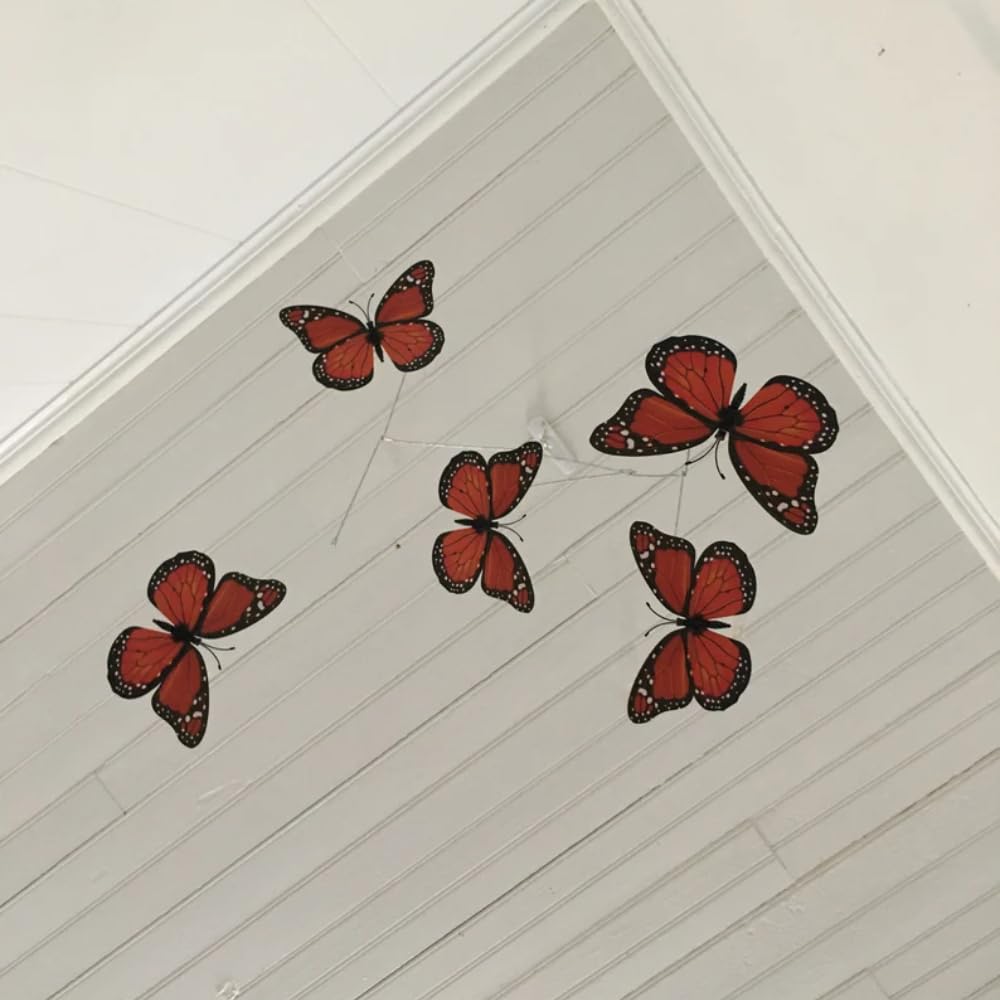 Five Red Butterfly Wall Decor Mobile 17W x 27H