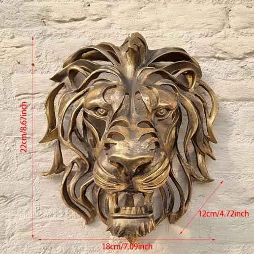 Large Gold Resin Lion Head Wall Sculpture