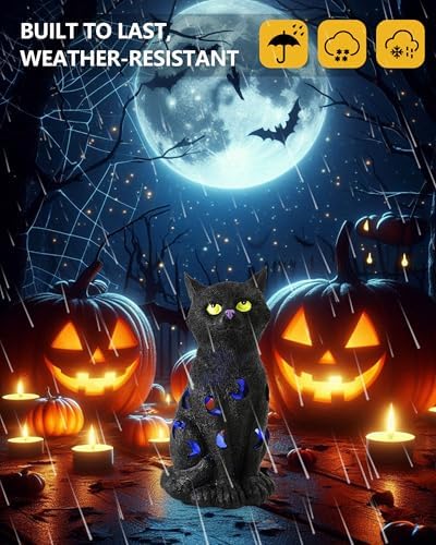 Black Cat Halloween Decor with LED Lights