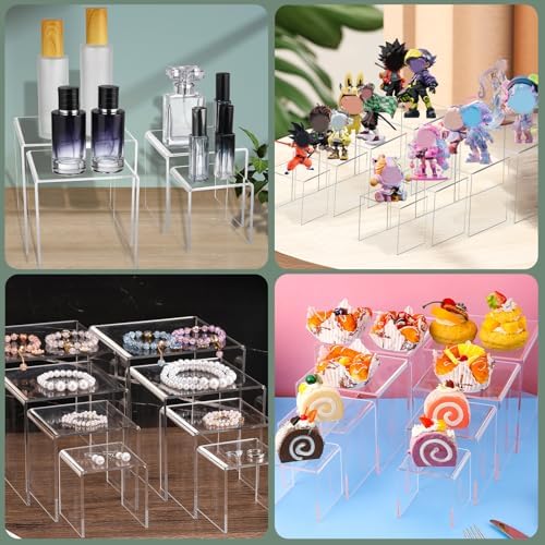 8 Pcs Square Acrylic Display Risers for Jewelry and Gift Displays
