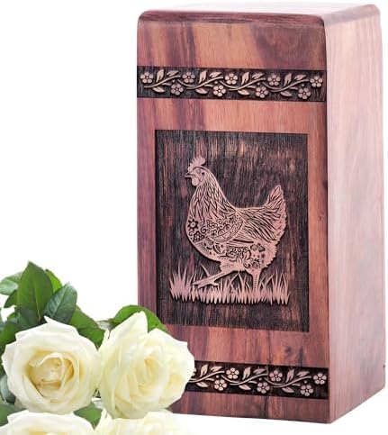 Chicken Themed Wooden Urn for Human Ashes 1125 Inch