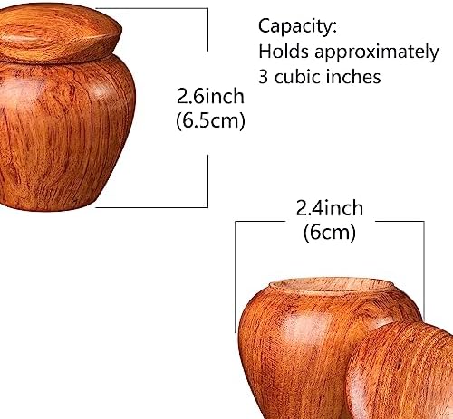 VACONICO 2 Pack Mini Wooden Ash Urns with Velvet Pouches