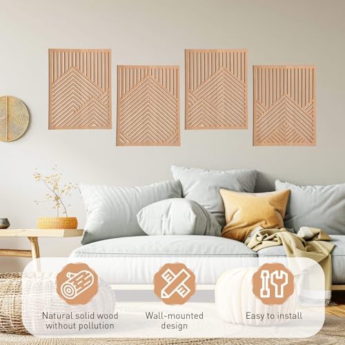 Wesiti 4 Piece Wood Mountain Wall Art Decor