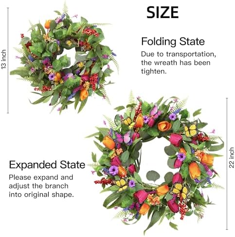 Sggvecsy 22 Inch Spring Summer Wreath Wall Decor