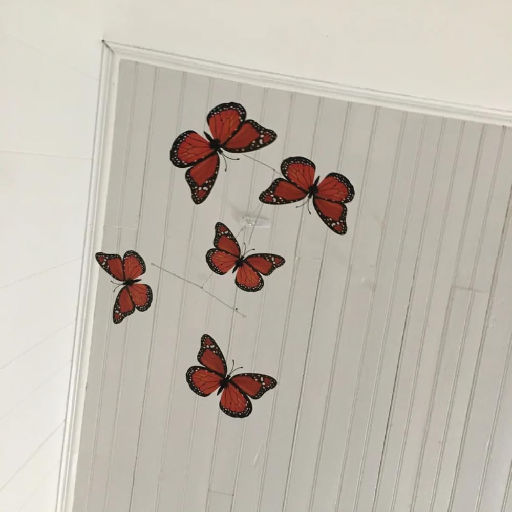 Five Red Butterfly Wall Decor Mobile 17W x 27H