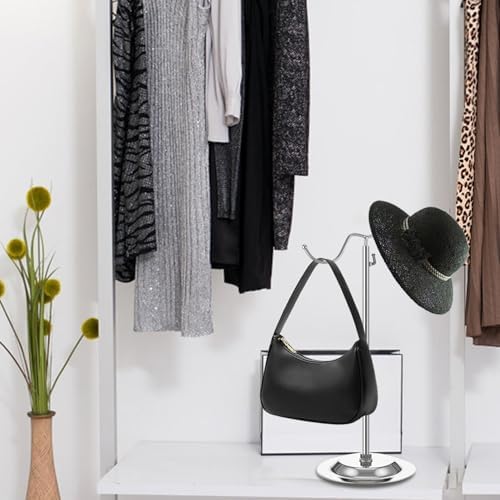 4PCS Adjustable Stainless Steel Handbag Display Stands with Double Hooks Silver