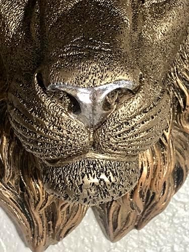 Decorative Lion Head Wall Sculpture Bronze Finish