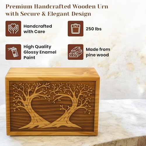 Handmade Wooden Cremation Urn with Screw Secured Base