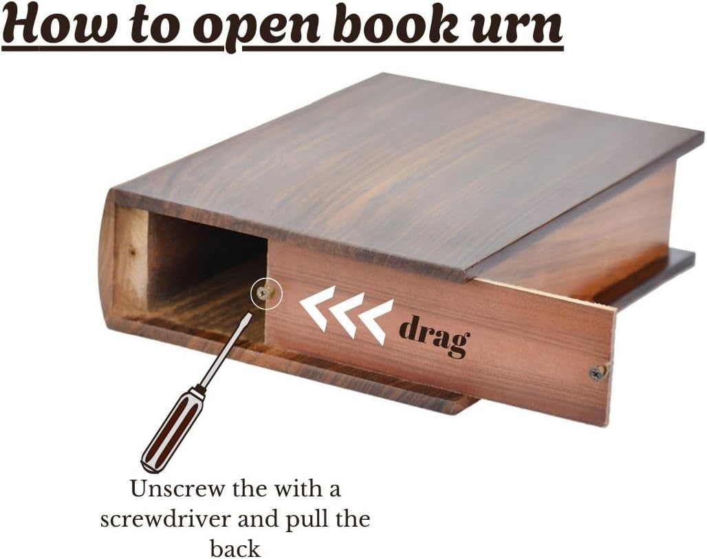 Personalization Wooden Cremation Urn - Book Shaped Memorial Urn for Human Ashes