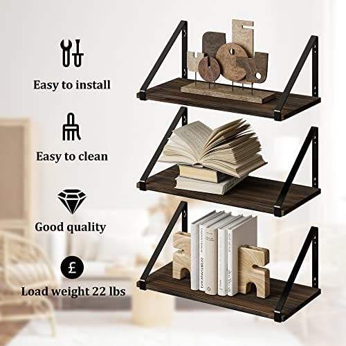 BAMEOS Floating Shelf Rustic Wood Wall Shelf Small Bookshelf