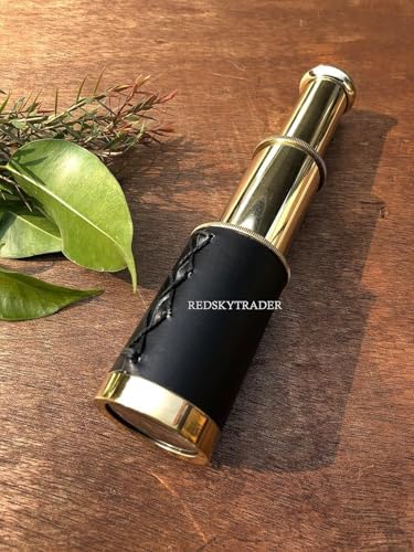 6 Handheld Brass Telescope with Wooden Box Pirate Navigation Mini Spyglass Collapsible