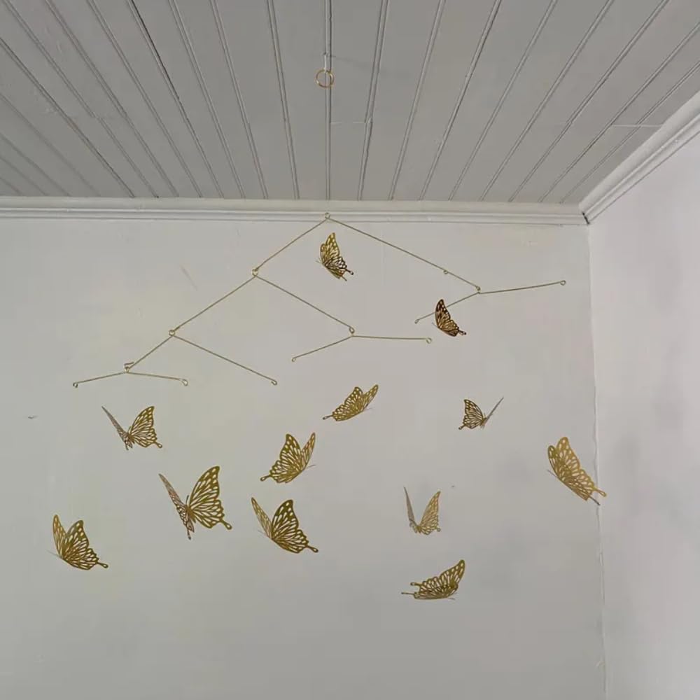 Elegant Gold Butterfly Wall Mobile 23 x 28
