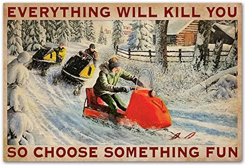 Tin Sign for Snowmobile Race Poster Chic Art Decor