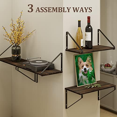 BAMEOS Floating Shelf Rustic Wood Wall Shelf Small Bookshelf