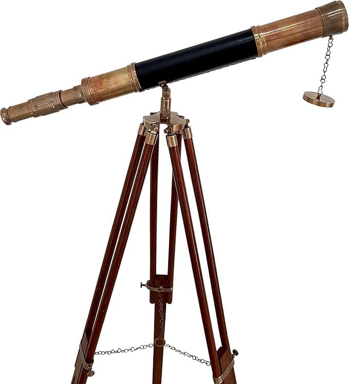 Antique Telescope with Tripod for Home Office Decor
