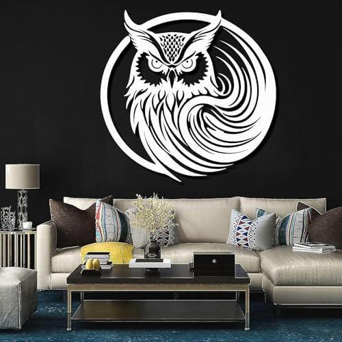 Metal Owl Wall Art Decor Black 19x18